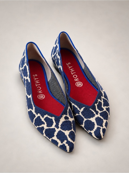 Rothy's Shoes - Rothy’s The Point Indigo Giraffe Flats Size 10 Limited Edition Blue